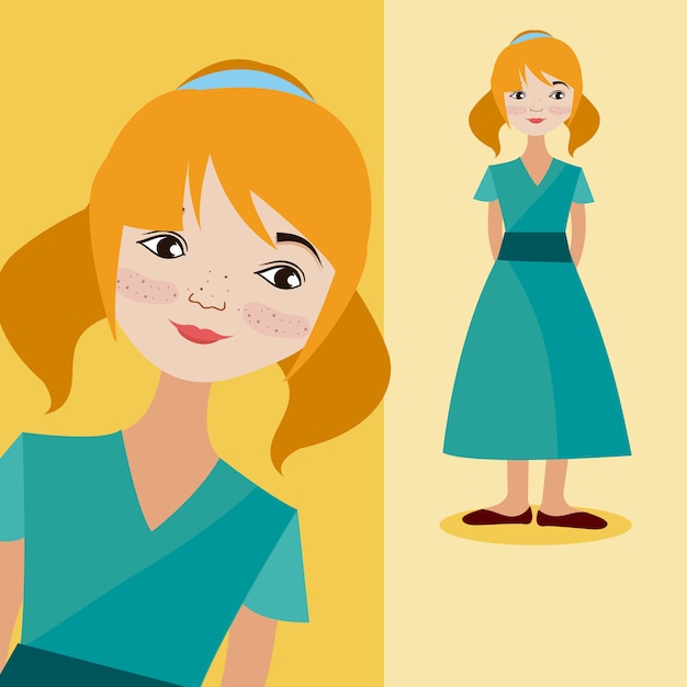 Mujer joven, caricatura