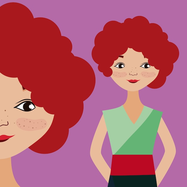 Mujer joven, caricatura