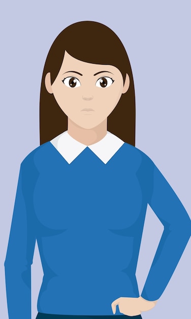 Mujer joven, caricatura