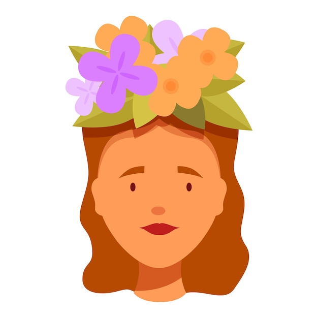 Mujer joven con una corona de flores posando para un retrato de belleza