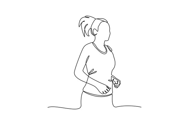 Mujer joven corriendo por la tarde Concepto deportivo de carrera minimalista