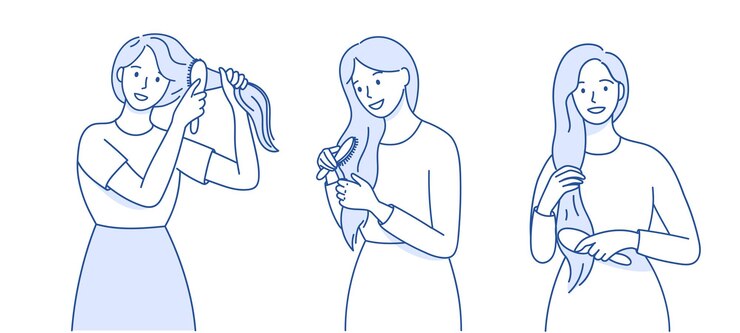 Vector mujer joven feliz con cabello saludable ilustración aislada vectorial