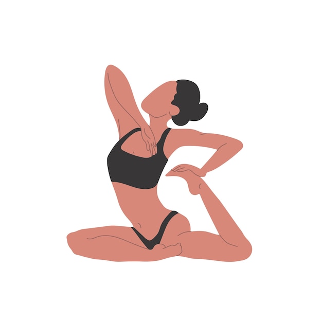 mujer joven, hacer, yoga, aislado, blanco, plano de fondo