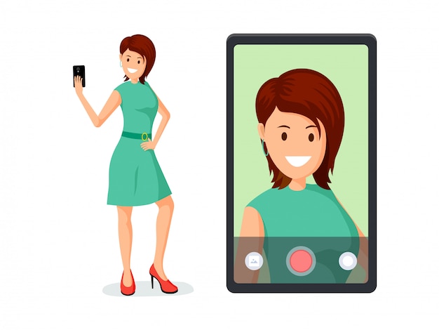 Mujer joven haciendo un selfie