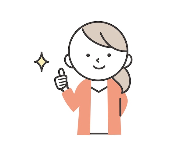 Mujer joven haciendo el signo de pulgar hacia arriba