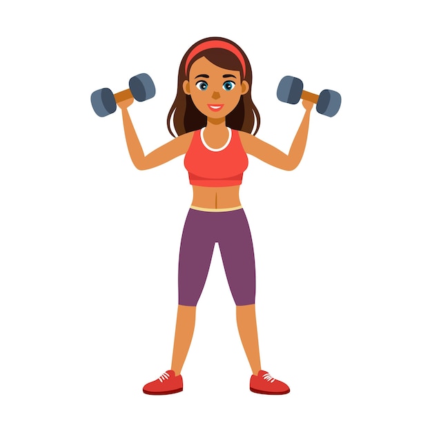 Mujer joven levantando pesas para la aptitud y la salud
