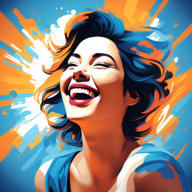 Vector mujer joven con maquillaje brillante y colorido pelo ilustración vectorial mujer joven con m brillante