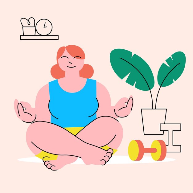 Mujer joven meditando en posición de loto