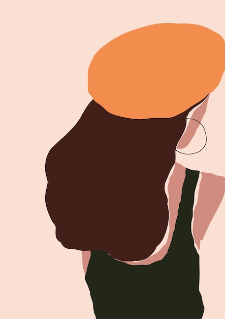 Vector mujer joven moderna abstracta con silueta de retrato de sombrero