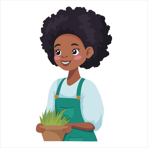 La mujer joven se ocupa de las flores plantadas en ollas de diferentes formas La afición es cuidar de las plantas de interior La niña se ocupa del jardín de la casa Ilustración vectorial