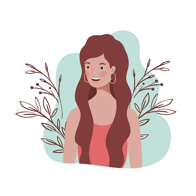 Vector mujer joven con paisaje