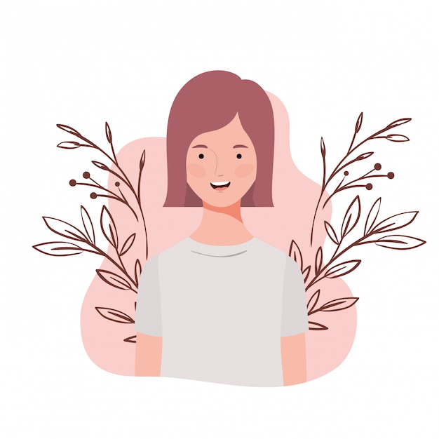 Vector mujer joven con paisaje