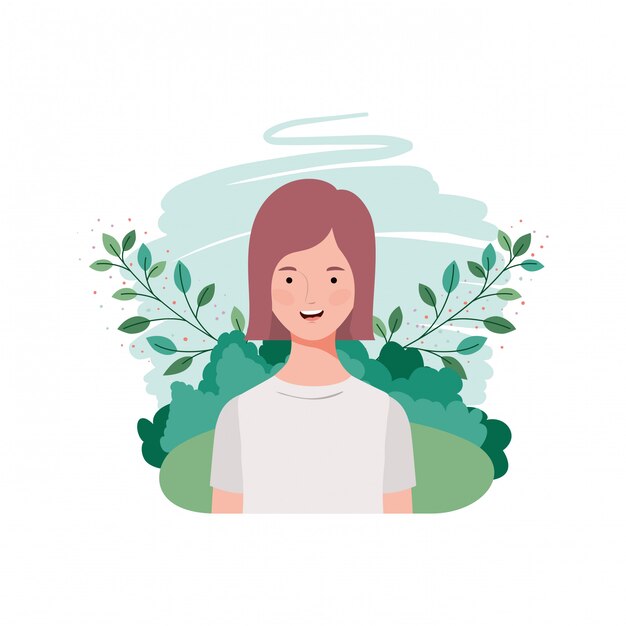 Vector mujer joven con paisaje