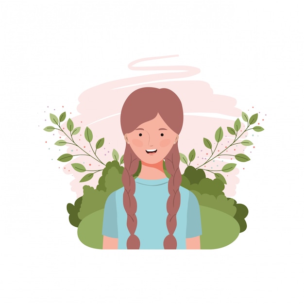 Vector mujer joven con paisaje