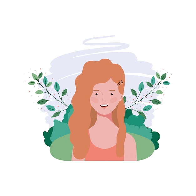 Vector mujer joven con paisaje