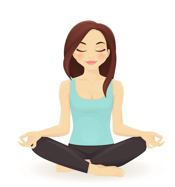 Mujer joven practicando yoga en la postura del loto