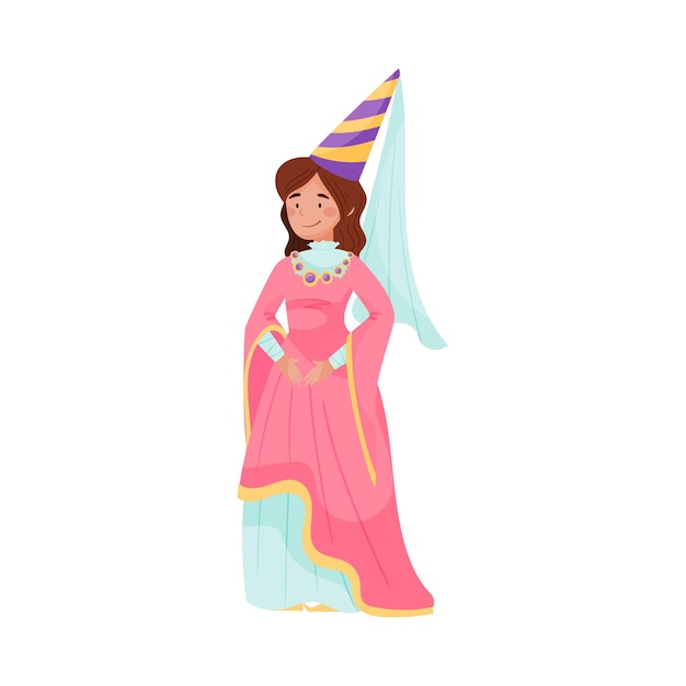 Mujer joven con sombrero en postura de pie Ilustración vectorial