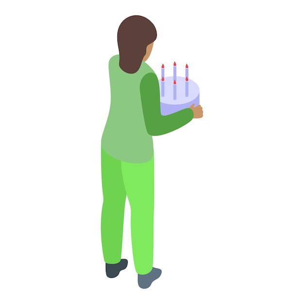 Una mujer joven sostiene un pastel de cumpleaños con velas