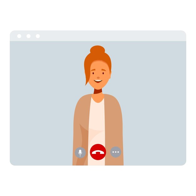 Mujer joven terminando una llamada de video en una aplicación informática