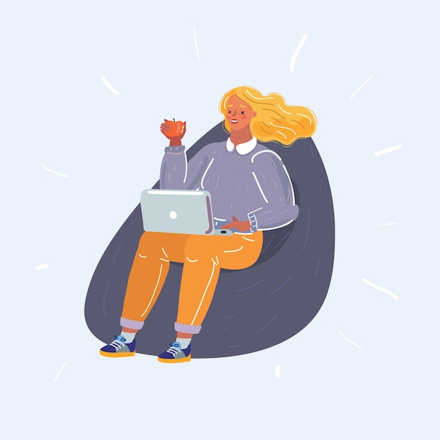 Mujer joven trabajando en una computadora portátil