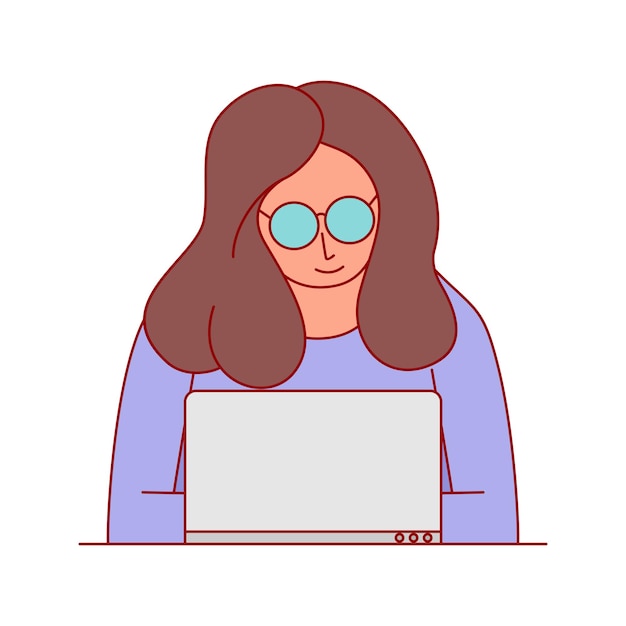 mujer joven, trabajo, utilizar, computador portatil
