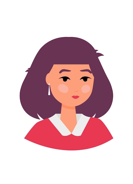 mujer joven, vector, plano, estilo, caricatura, ilustración