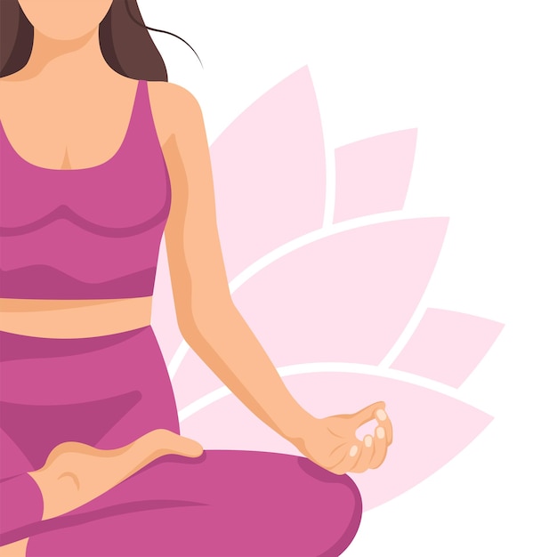 Mujer joven de yoga, concepto de tarjeta. estilo de vida saludable. póster. modelo. ilustración vectorial