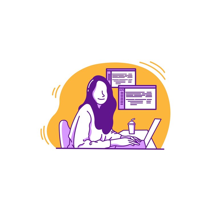 Vector mujer jugando con diseño plano laptop