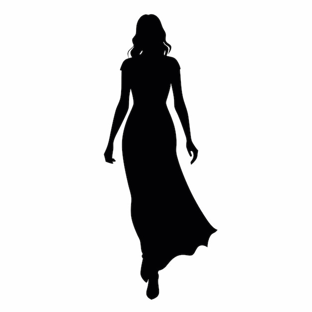 una mujer con un largo vestido de noche caminando hacia adelante 24
