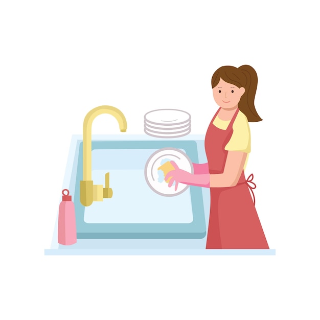 Mujer lavando platos