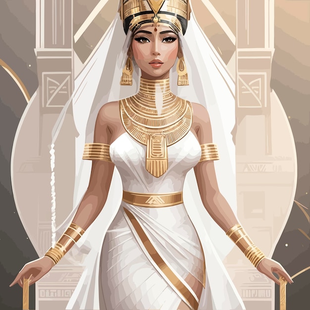 Vector mujer legendaria de la ilustración del faraón egipcio