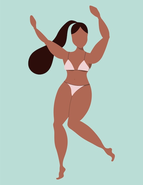 Vector mujer, en, lenceria, traje de baño, cuerpo, positivo, amor, tu, cuerpo