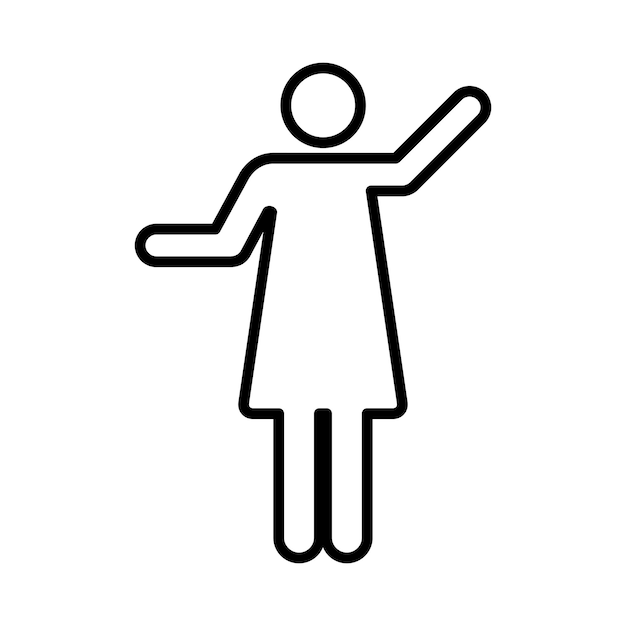 mujer, levantado, brazos, icono, vector, hembra, persona, con, abierto, manos, símbolo, en, un, glyph, pictogram, ilustración