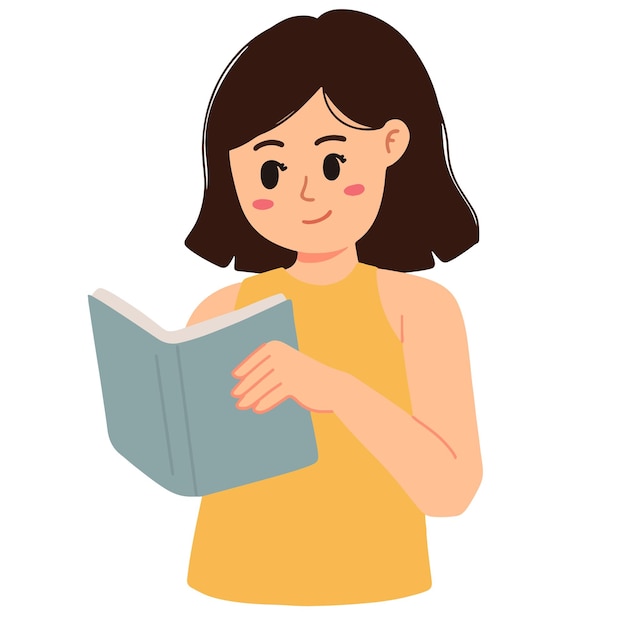 Vector mujer leyendo una ilustración de libro