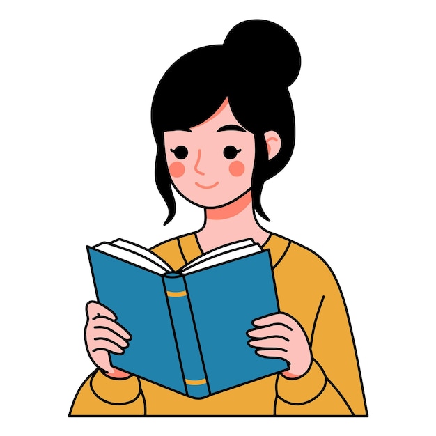 Una mujer leyendo un libro.