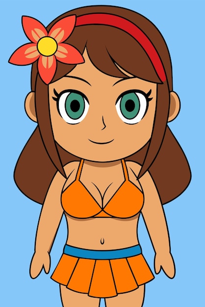 Mujer lista para la imagen vectorial de verano