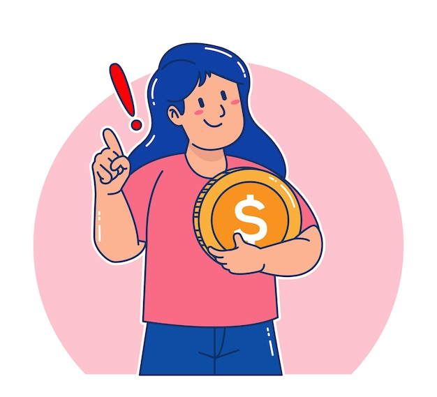 Una mujer lleva monedas de un dólar.