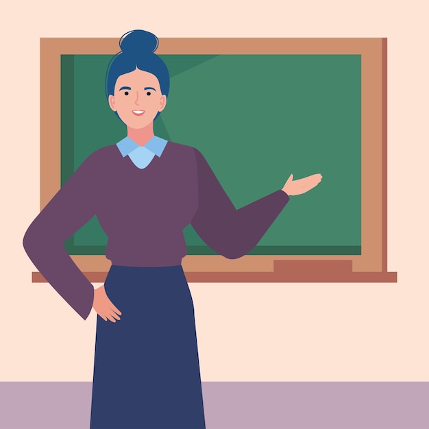 Mujer maestra con pizarra