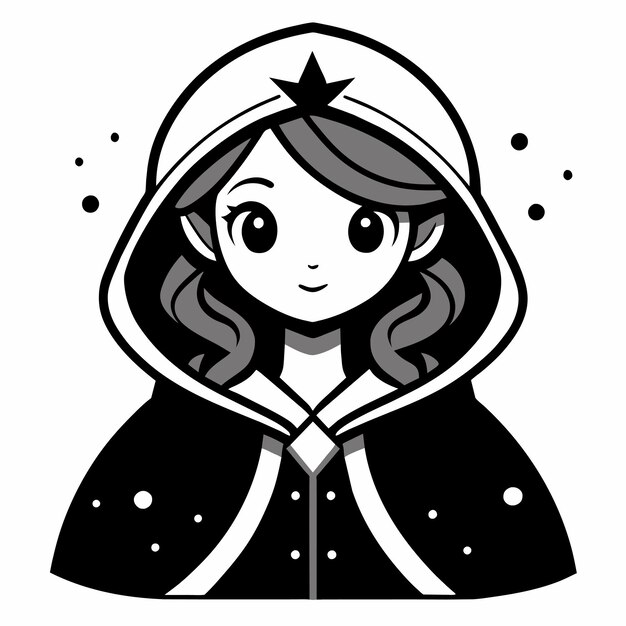 Vector mujer mago de hielo dibujada a mano plana elegante pegatina de dibujos animados icono concepto ilustración aislada