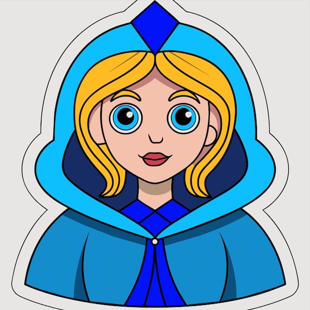 Vector mujer mago de hielo dibujada a mano plana elegante pegatina de dibujos animados icono concepto ilustración aislada