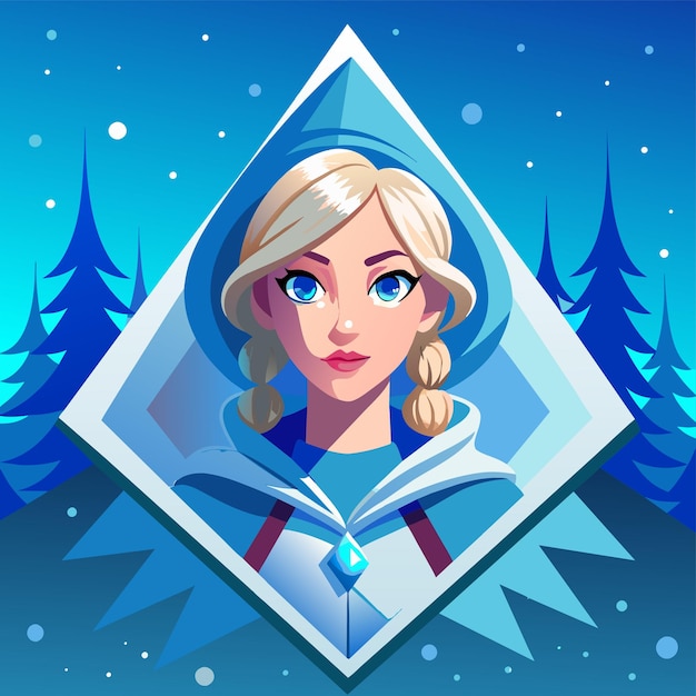 Vector mujer mago de hielo dibujada a mano plana elegante pegatina de dibujos animados icono concepto ilustración aislada