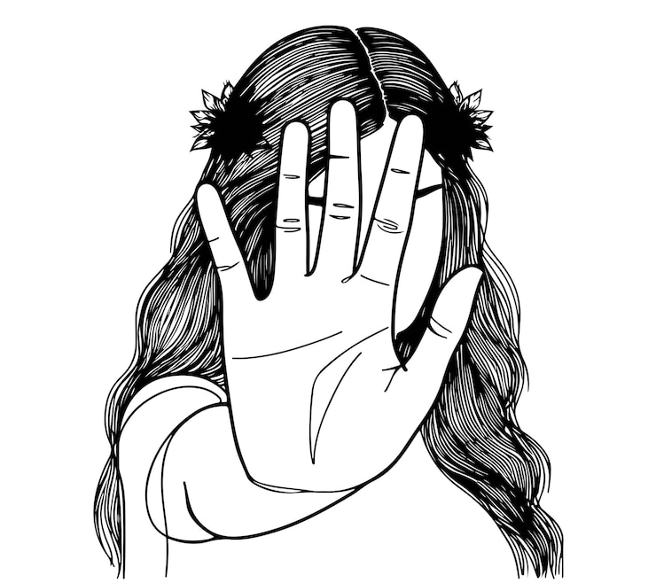 mujer mano brazo parada dibujo de línea
