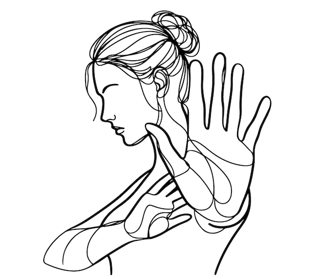 mujer mano brazo parada dibujo de línea