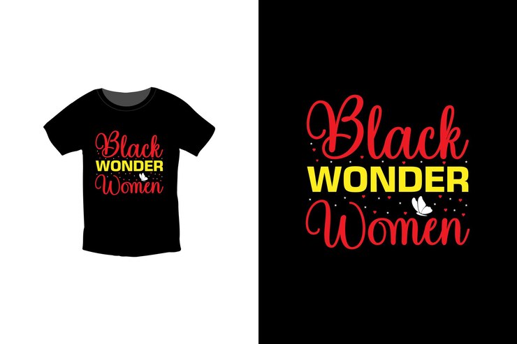 Mujer maravilla negra. Plantilla de diseño de camiseta del 8 de marzo del día de la mujer