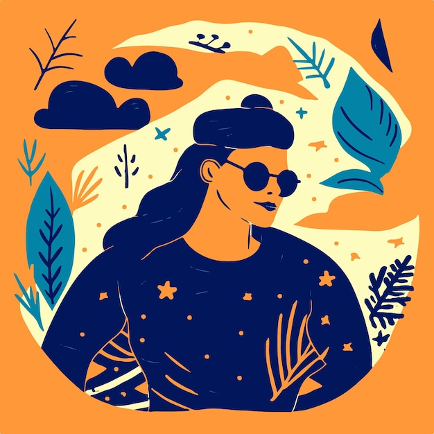 Vector mujer matisseinspired abstract flat design artwork