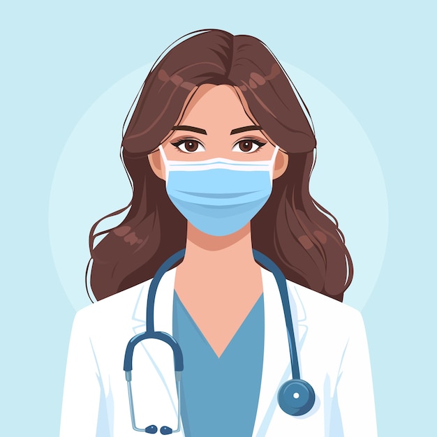 Vector mujer médico diseño plano usar una máscara diseño plano ilustración día mundial de la salud