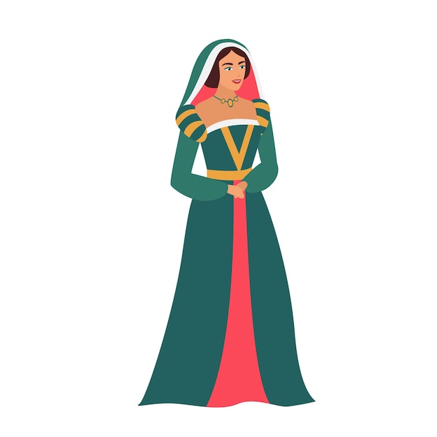 Mujer medieval con ropa de lujo