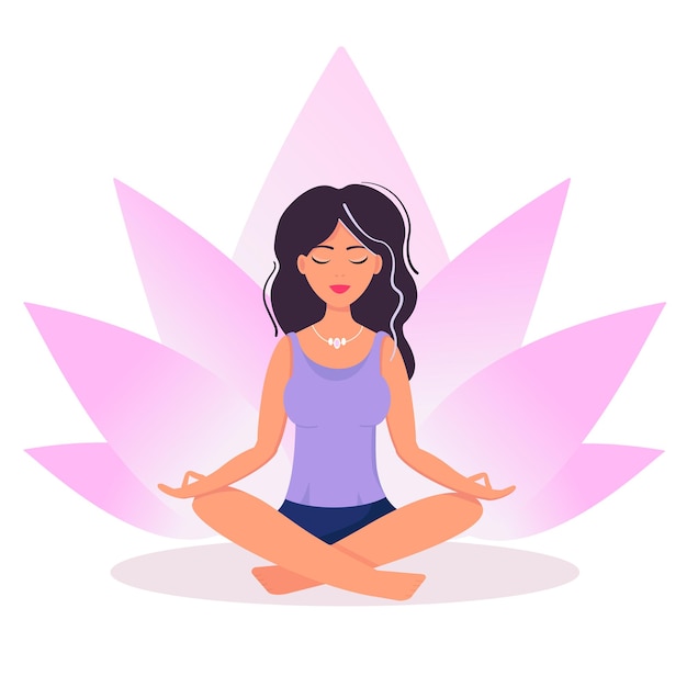 mujer meditando, yoga, ilustración 2251521 Vector en Vecteezy