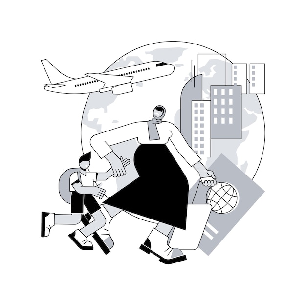 Mujer migrante abstracto concepto vector ilustración