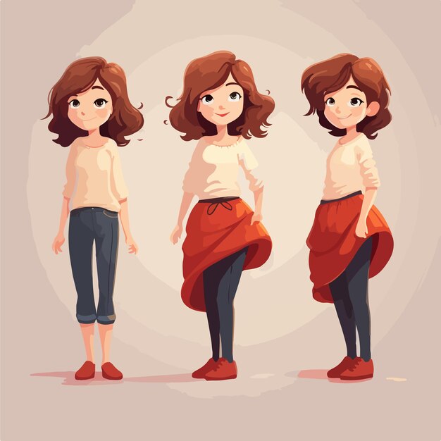 Vector mujer minimalista de pie en una ilustración